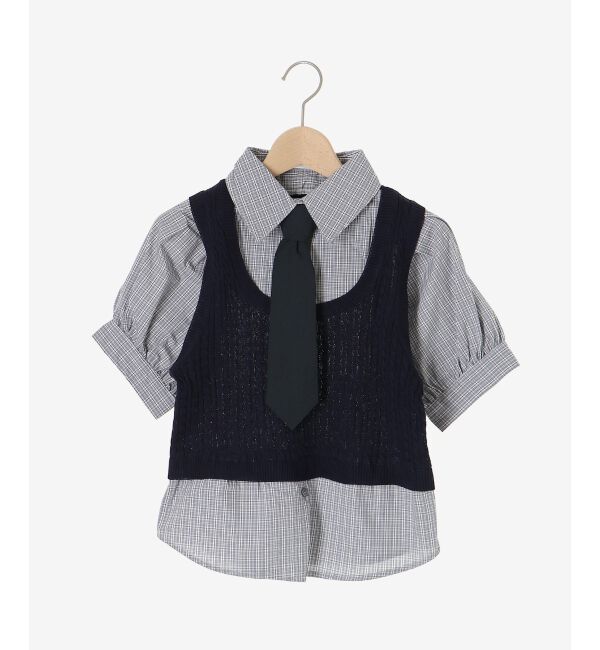  「&infin;ネクタイセットシャツドッキングニット」|ニット・セーター|