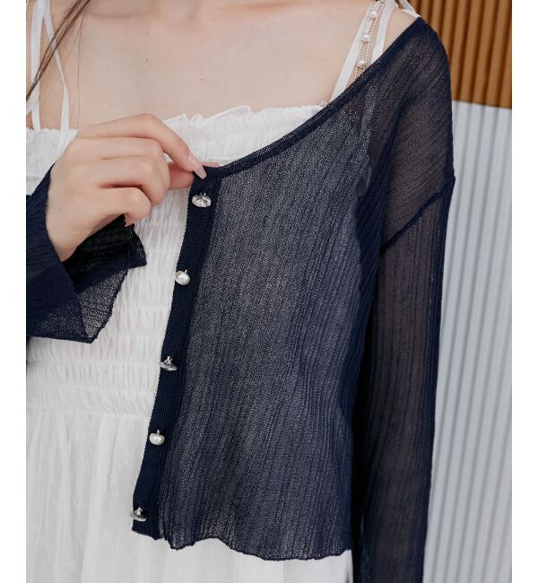  「キラキラボタンシアーカーディガン」|カーディガン|