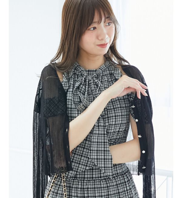  「キラキラボタンシアーカーディガン」|カーディガン|