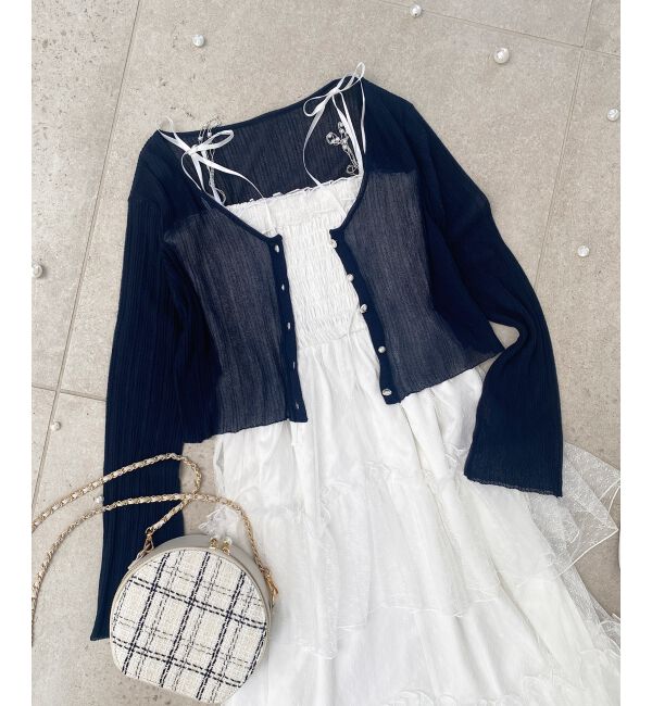  「キラキラボタンシアーカーディガン」|カーディガン|