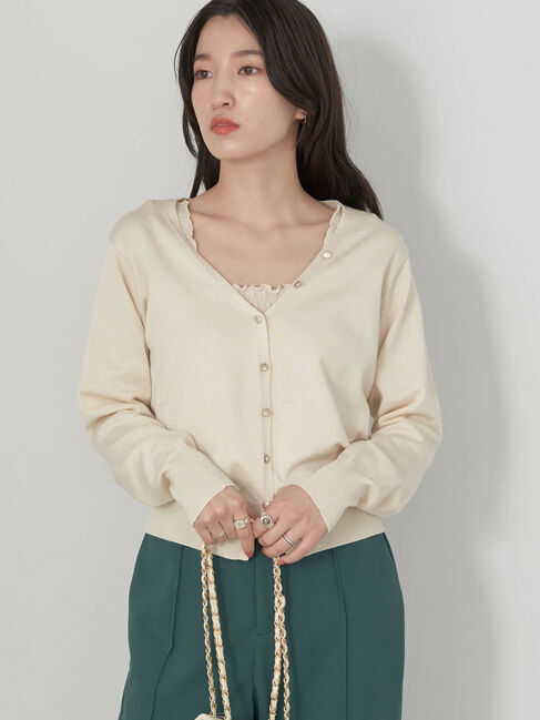 earth music&ecology「ハイゲージ多釦カーディガン」|カーディガン|アイボリー