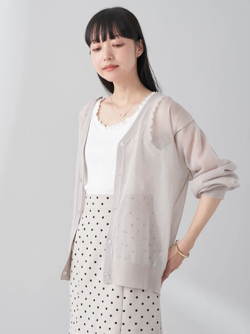 earth music&ecology「ファンシーラメVネックカーディガン」|カーディガン|