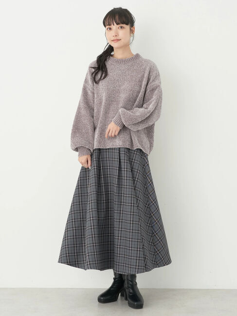 earth music&ecology「チェックフレアスカート」|フレア|