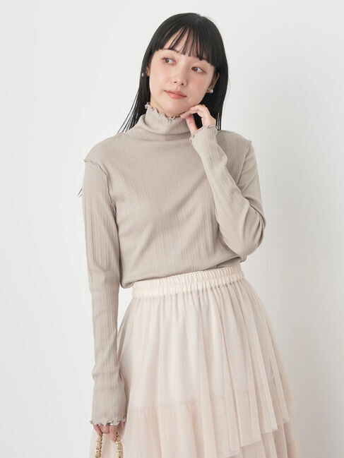 earth music&ecology「ランダムリブタートルネックプルオーバー」|Tシャツ・カットソー|Beige