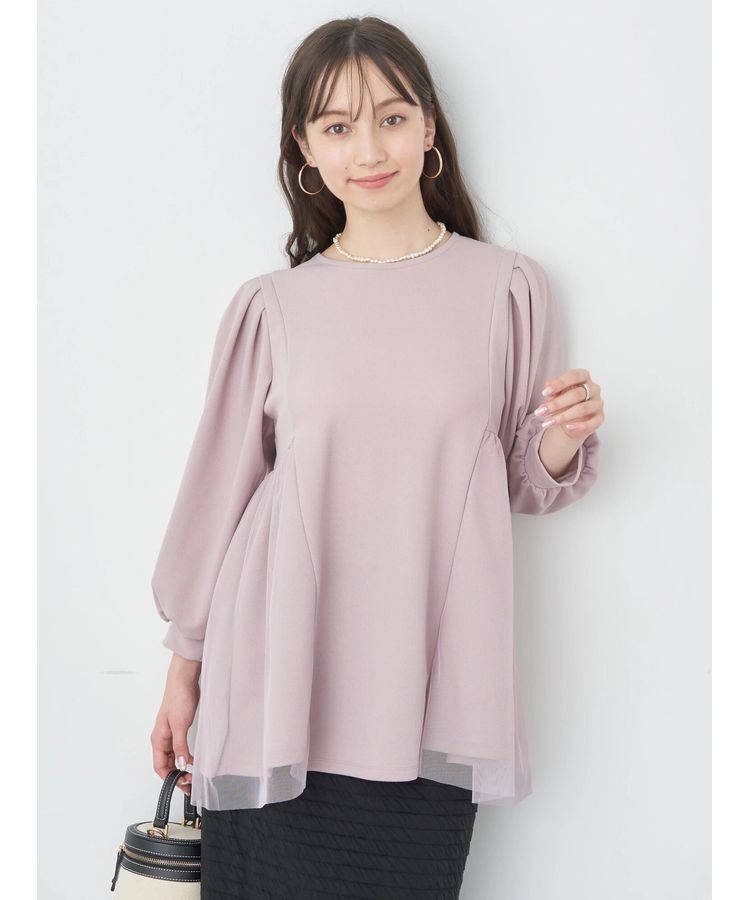 earth music&ecology「チュールドッキングチュニック」|チュニック|Pink Beige