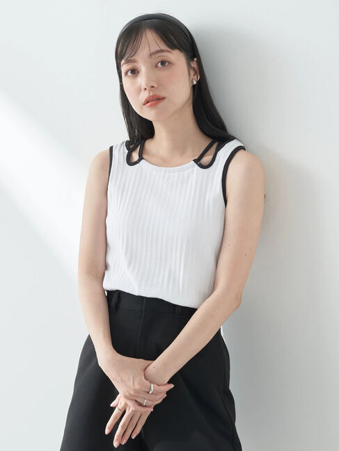 earth music&ecology「バッククロスタンクトップ」|インナー|White