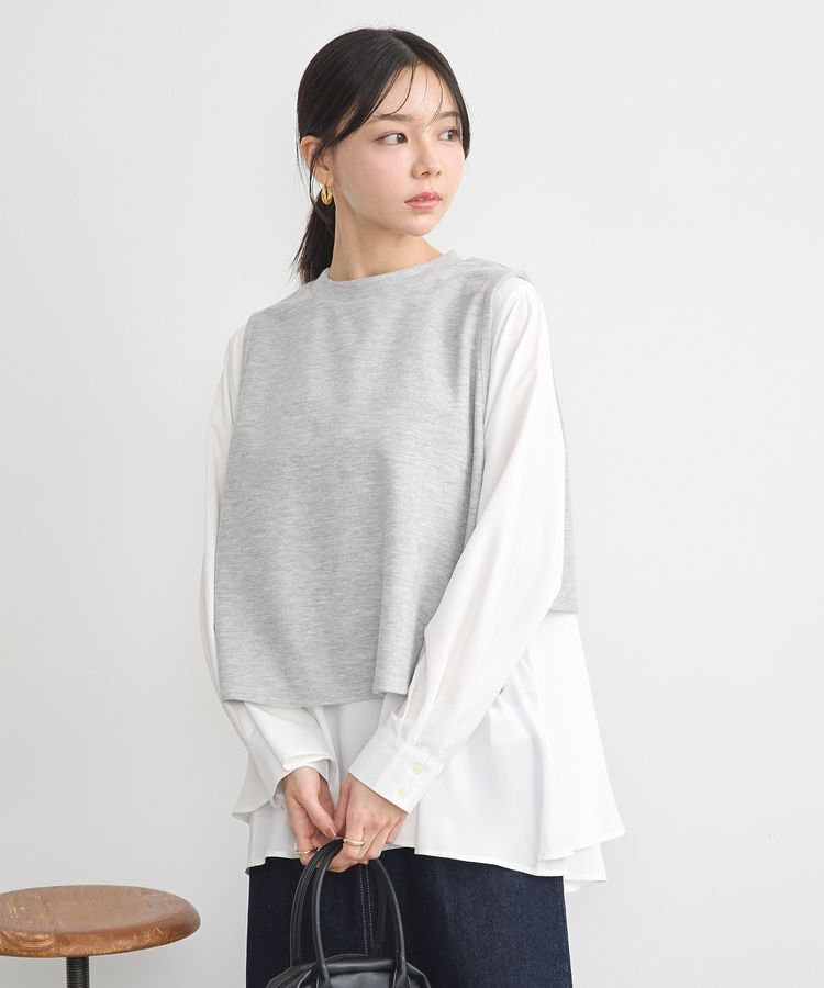 earth music&ecology「SET2点 ベスト+バックティアードブラウス」|シャツ・ブラウス|