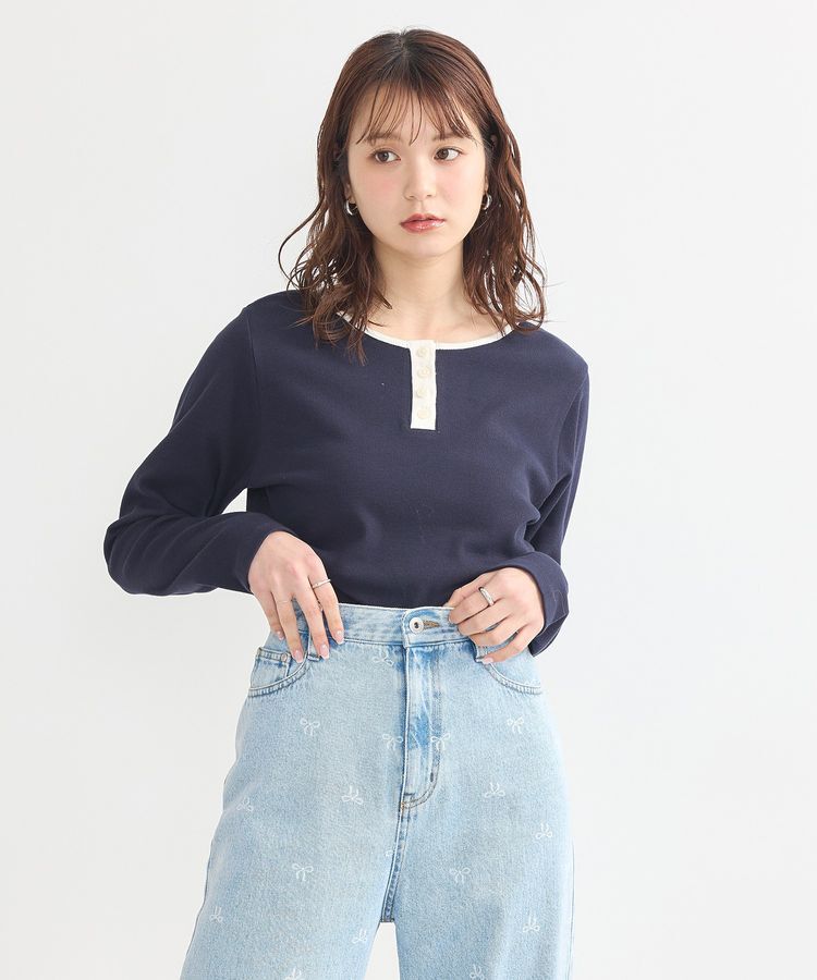 earth music&ecology「2WAY釦リブプルオーバー」|Tシャツ・カットソー|