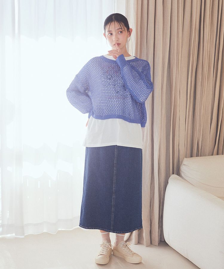 earth music&ecology「ナローデニムスカート」|タイト|