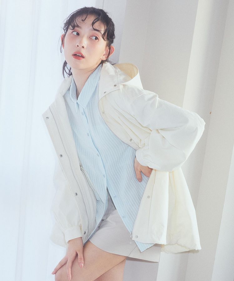 earth music&ecology「SET2点起毛ストライプシャツ+バルーンビスチェ」|シャツ・ブラウス|