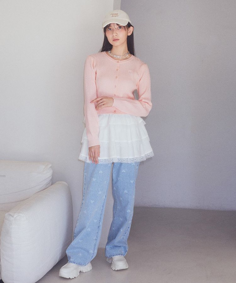 earth music&ecology「リボンプリントデニムパンツ」|デニム|