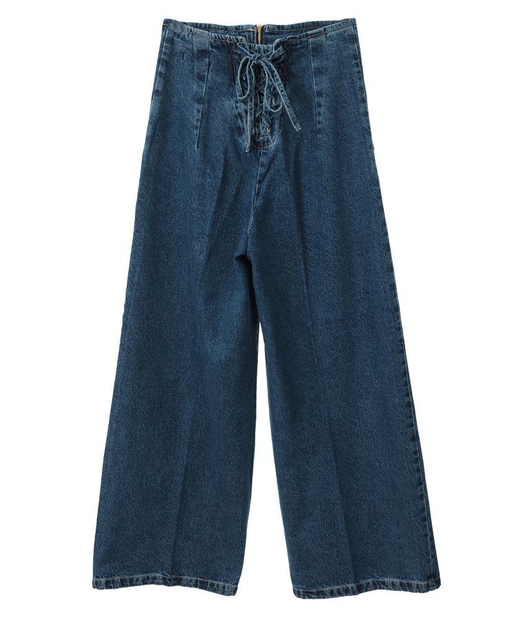 earth music&ecology「フロントZIPバックレースアップデニム」|デニム|