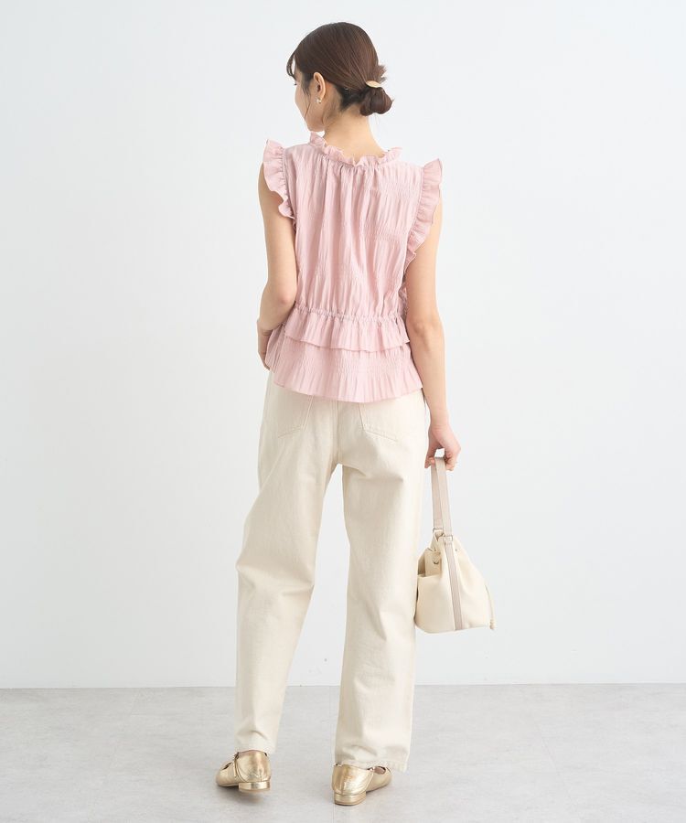 earth music&ecology「フロントリボンシャーリングベスト」|ベスト・ジレ|