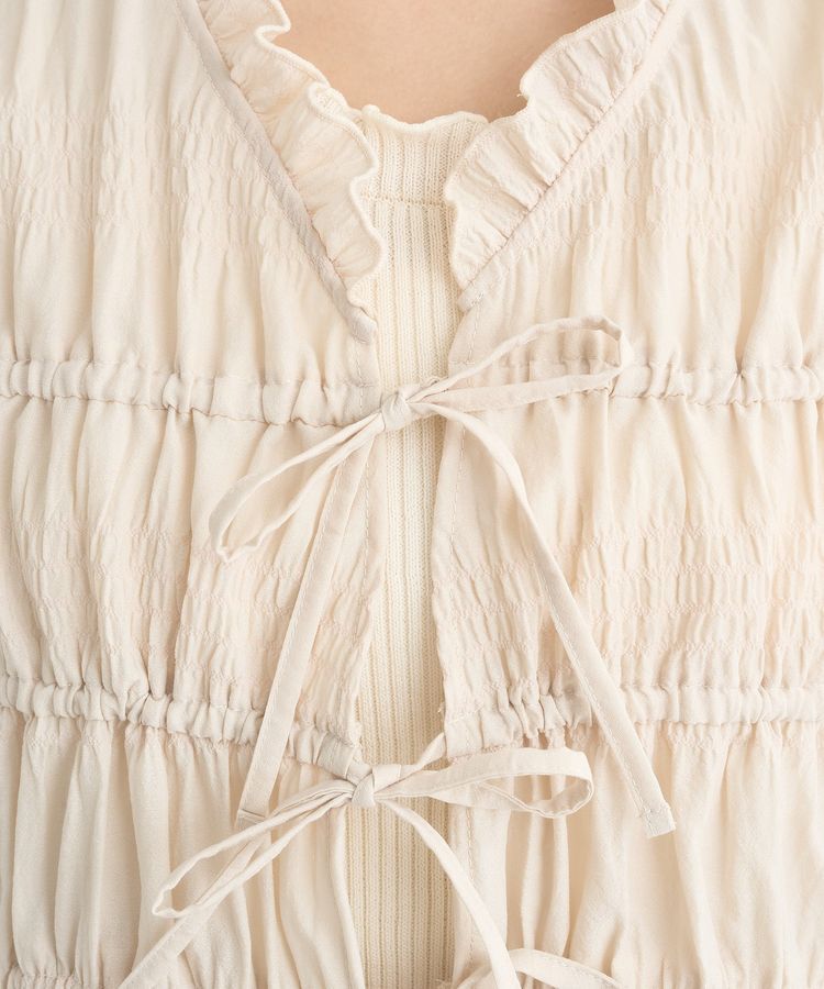 earth music&ecology「フロントリボンシャーリングベスト」|ベスト・ジレ|