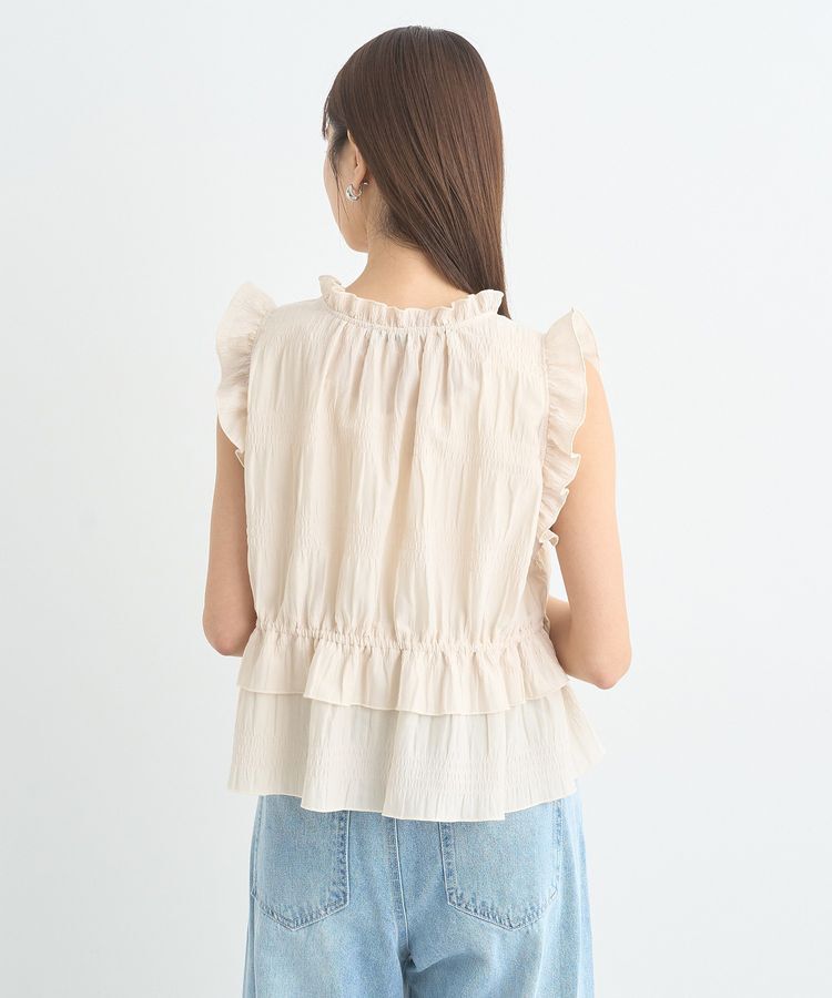 earth music&ecology「フロントリボンシャーリングベスト」|ベスト・ジレ|