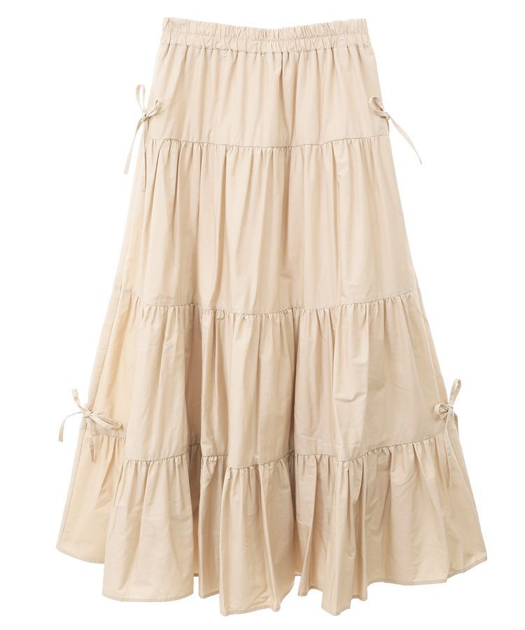 earth music&ecology「サイドリボンボリュームティアードスカート」|フレア|