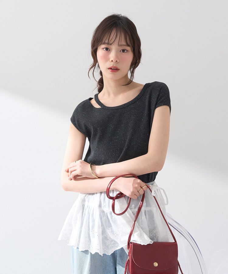 earth music&ecology「カットデザインフレンチスリーブプルオーバー」|Tシャツ・カットソー|