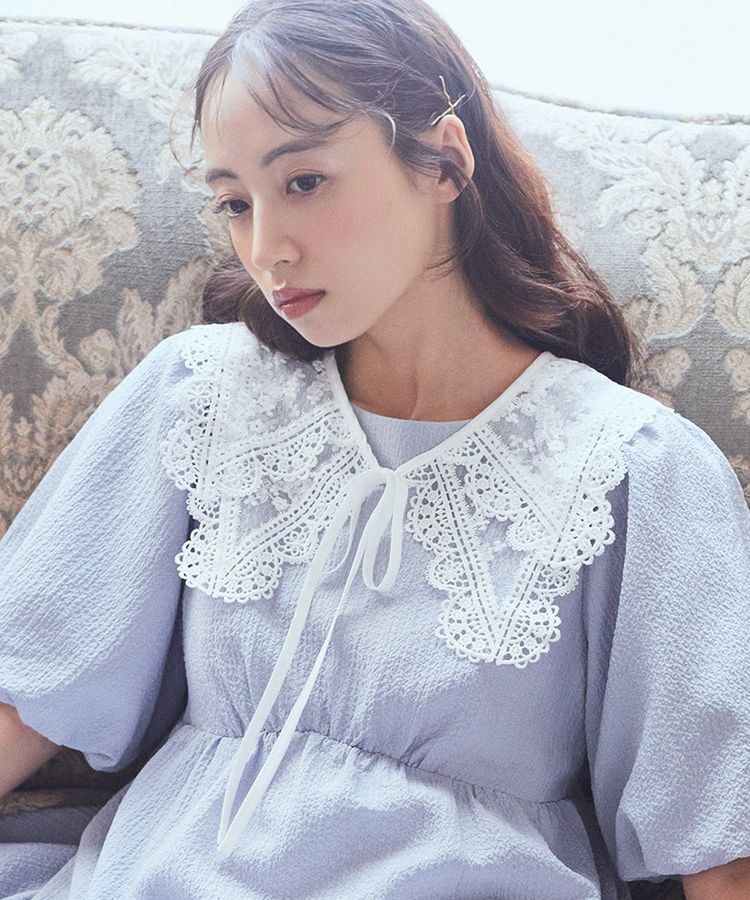 earth music&ecology「シアー刺繍レース付け襟」|その他|