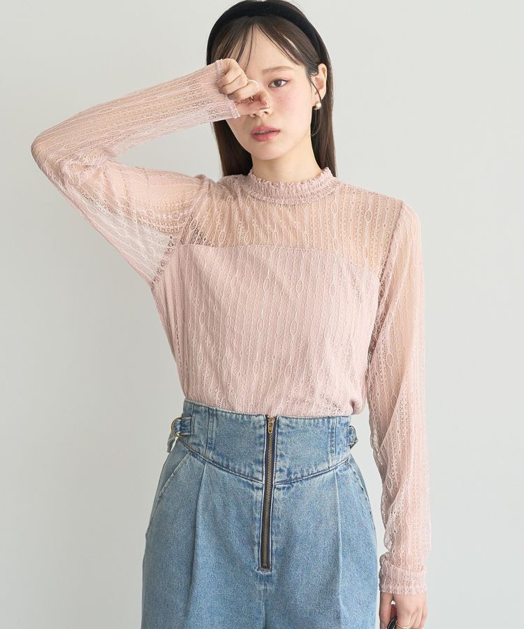 earth music&ecology「レースドッキングプルオーバー」|Tシャツ・カットソー|Pink