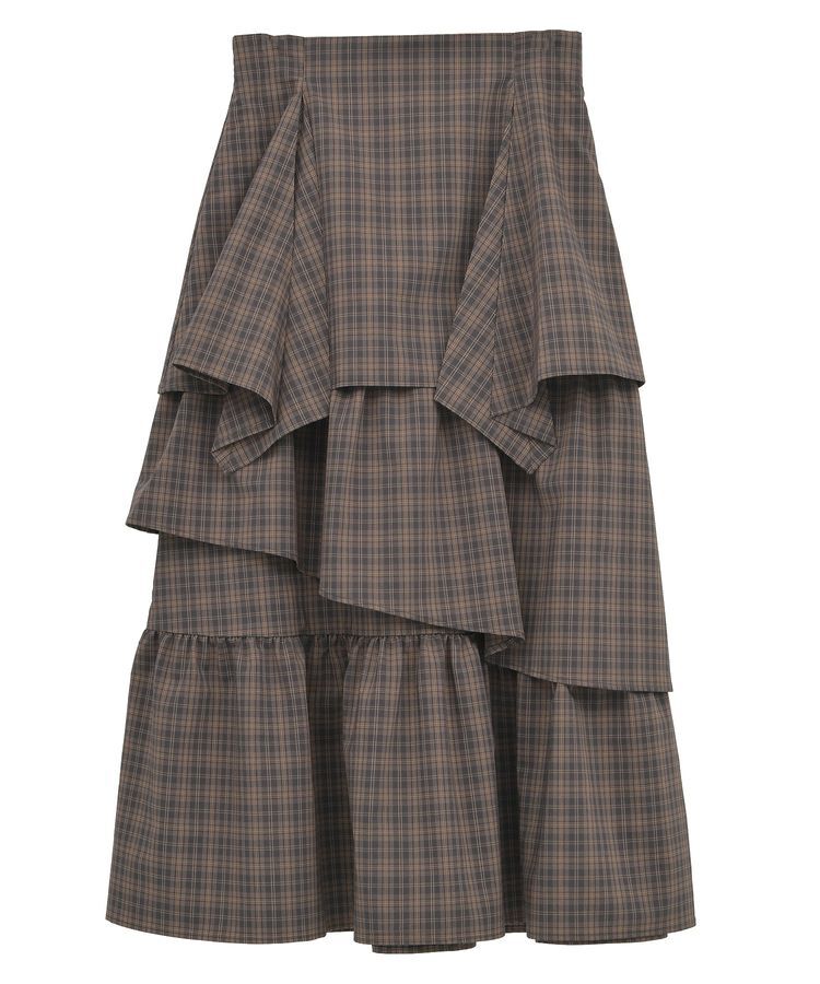 earth music&ecology「ハイウエストランダムティアードチェックスカート」|フレア|