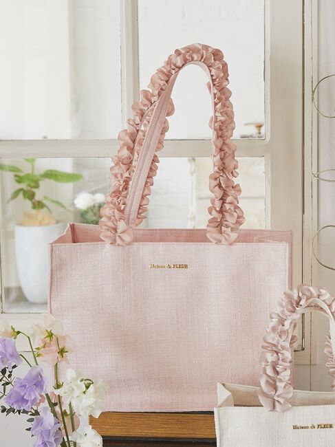 Maison de FLEUR「ツイードフリルハンドルスクエアトートMバッグ」|トートバッグ|ピンク