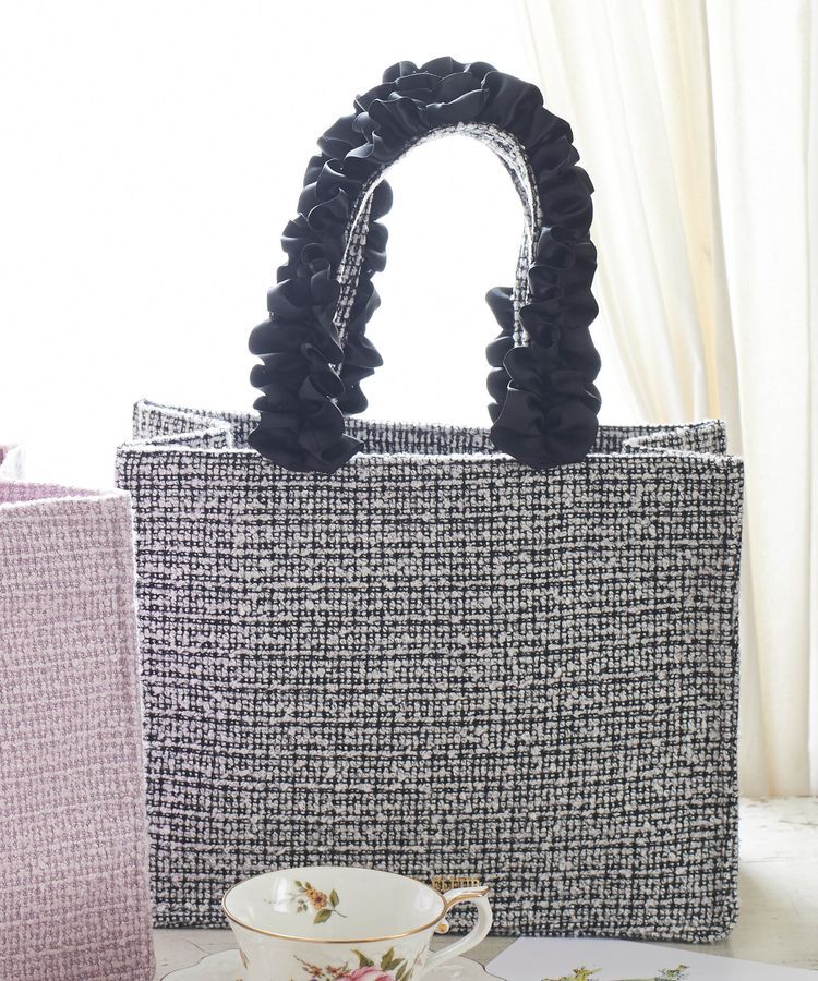 Maison de FLEUR「EC限定ツイードスクエアトートSバッグ」|トートバッグ|ブラック