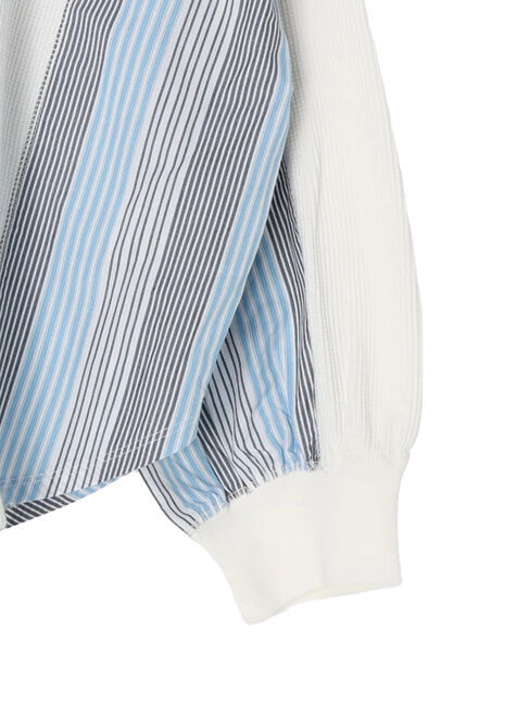  「ドッキングストライプワッフルプルオーバー」|Tシャツ・カットソー|