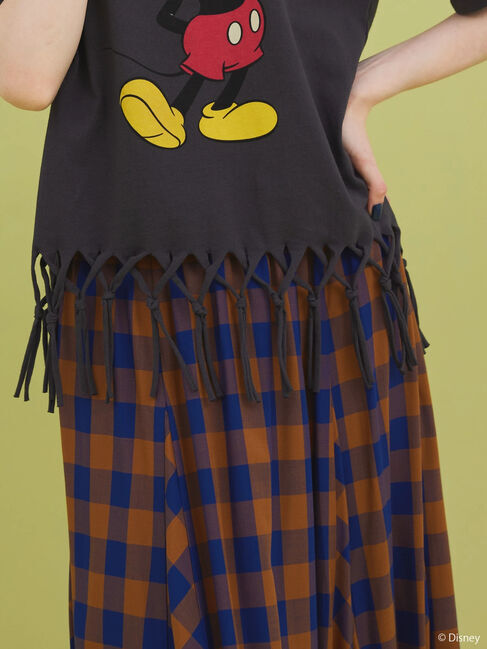  「裾フリンジ半袖カットプルオーバー/Mickey」|Tシャツ・カットソー|