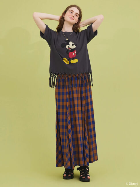 「裾フリンジ半袖カットプルオーバー/Mickey」|Tシャツ・カットソー|