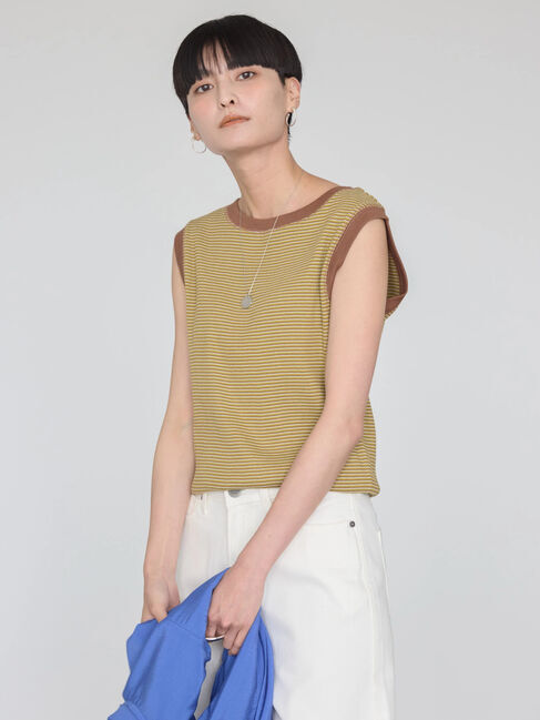 AMERICAN HOLIC「ミジンボーダーノースリーブカットプルオーバー」|Tシャツ・カットソー|