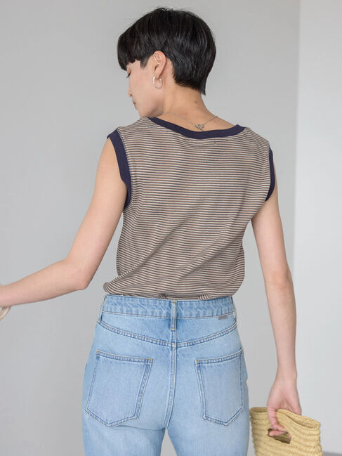 AMERICAN HOLIC「ミジンボーダーノースリーブカットプルオーバー」|Tシャツ・カットソー|