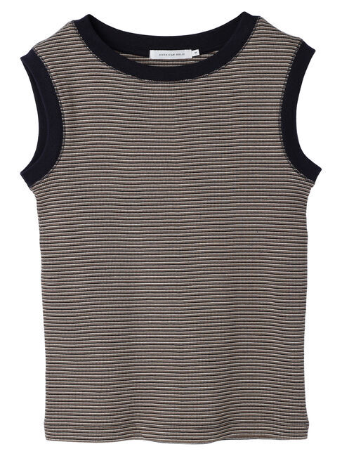 AMERICAN HOLIC「ミジンボーダーノースリーブカットプルオーバー」|Tシャツ・カットソー|