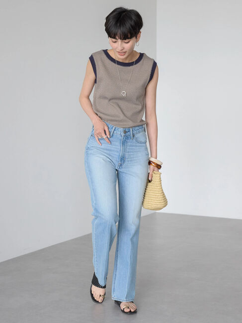 AMERICAN HOLIC「ミジンボーダーノースリーブカットプルオーバー」|Tシャツ・カットソー|