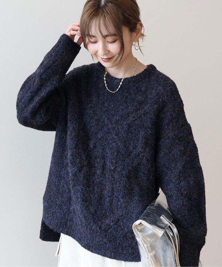 AMERICAN HOLIC「ローゲージアラン柄ニットプルオーバー」|ニット・セーター|Purple