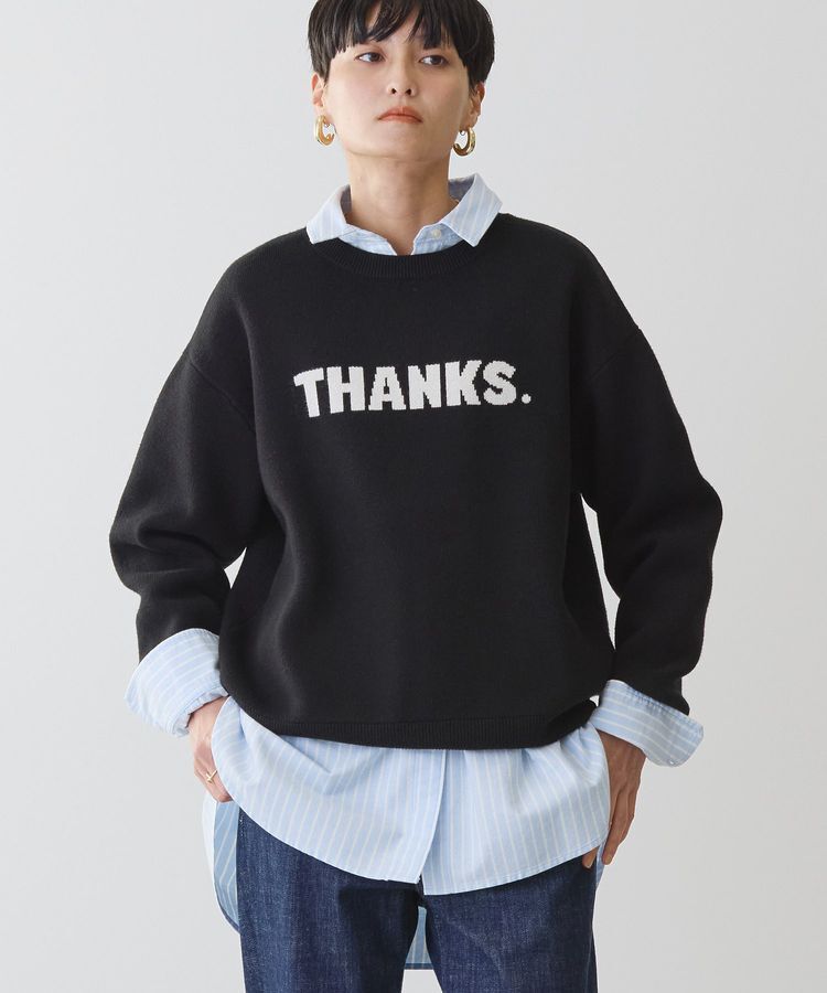 AMERICAN HOLIC「バイパチTHANKS.ジャガードニットプルオーバー」|ニット・セーター|Black