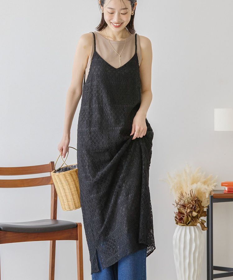 AMERICAN HOLIC「レースキャミロングワンピース」|ワンピース|Black