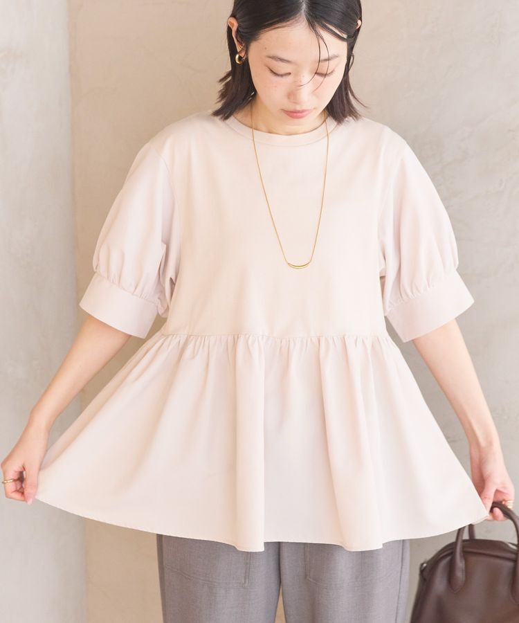 AMERICAN HOLIC「異素材切替ペプラムプルオーバー」|Tシャツ・カットソー|