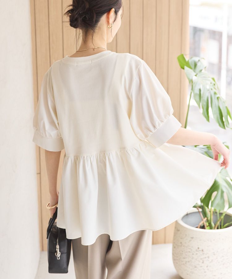 AMERICAN HOLIC「異素材切替ペプラムプルオーバー」|Tシャツ・カットソー|