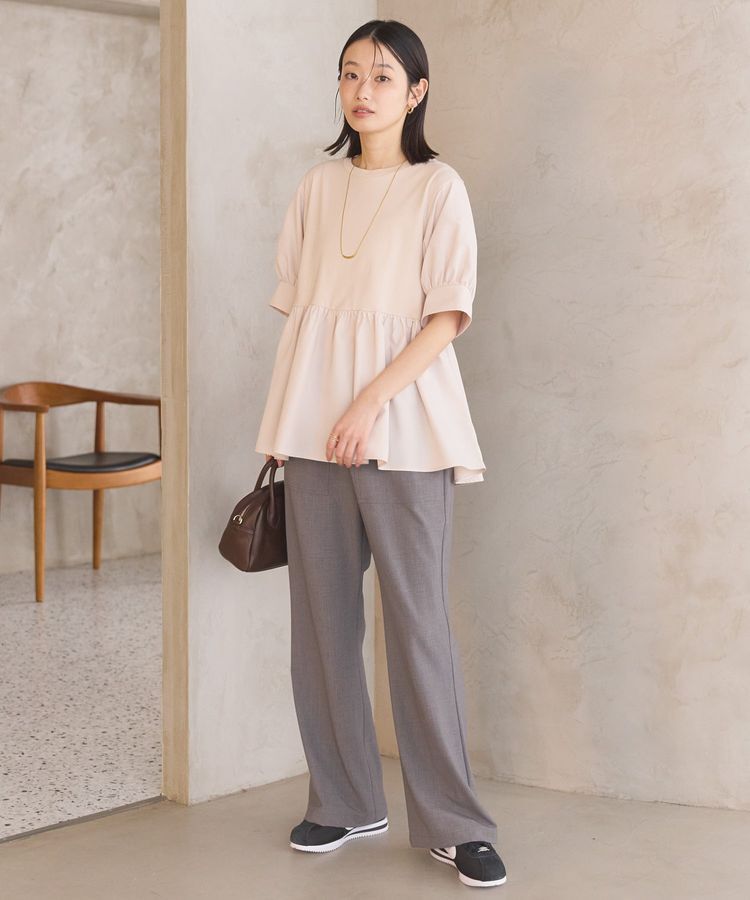 AMERICAN HOLIC「異素材切替ペプラムプルオーバー」|Tシャツ・カットソー|