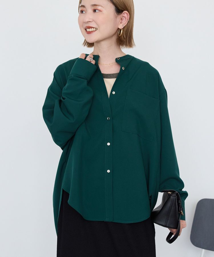 AMERICAN HOLIC「金ボタンバックシャンロングシャツ/チュニック」|シャツ・ブラウス|Dark Green