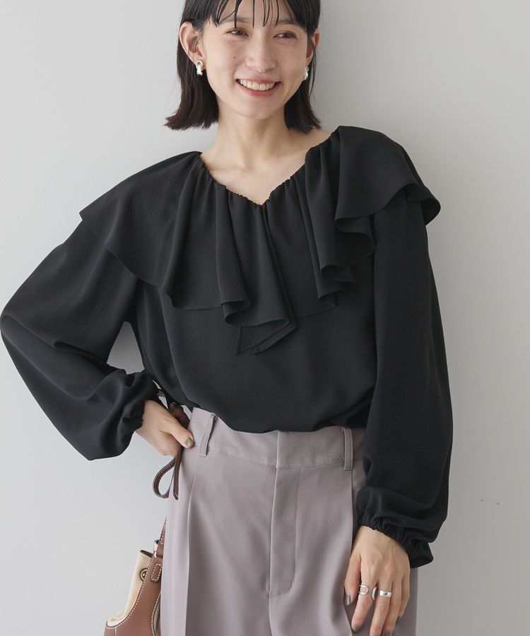 AMERICAN HOLIC「フリルカラーブラウス」|シャツ・ブラウス|Black