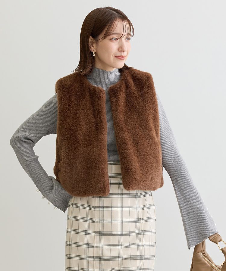 Green Parks「・ELENCARE DUE フォックス調ファーベスト」|ベスト・ジレ|