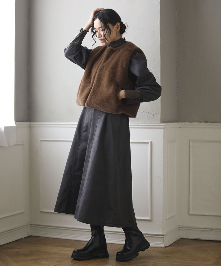 Green Parks「・ELENCARE DUE フォックス調ファーベスト」|ベスト・ジレ|