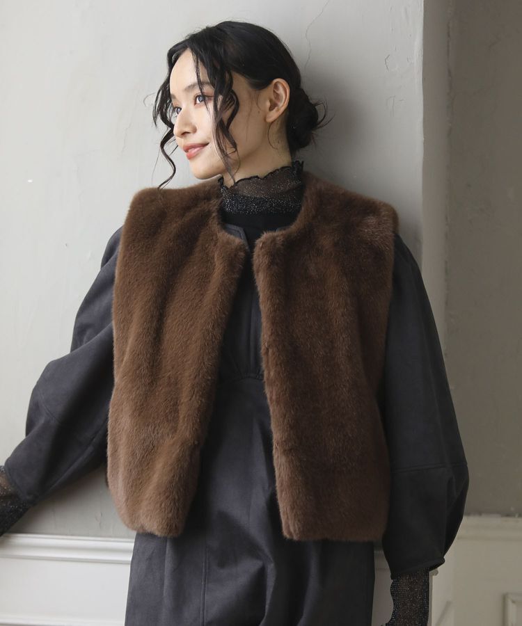 Green Parks「・ELENCARE DUE フォックス調ファーベスト」|ベスト・ジレ|