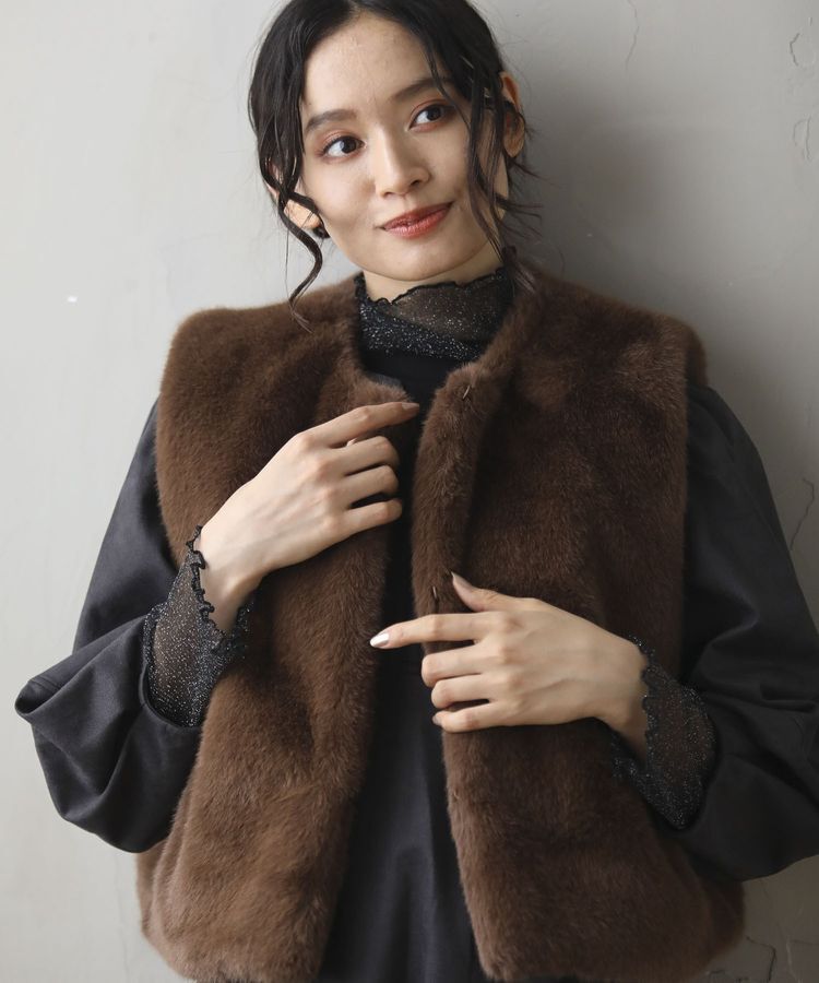 Green Parks「・ELENCARE DUE フォックス調ファーベスト」|ベスト・ジレ|