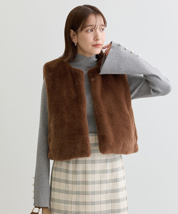 Green Parks「・ELENCARE DUE フォックス調ファーベスト」|ベスト・ジレ|