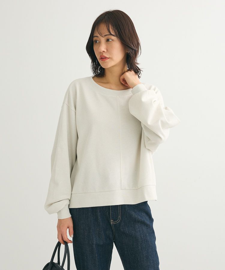 Green Parks「ショート丈ラメ裏毛ボートネックプルオーバー」|Tシャツ・カットソー|Ivory