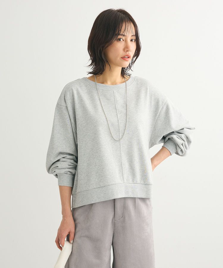 Green Parks「ショート丈ラメ裏毛ボートネックプルオーバー」|Tシャツ・カットソー|