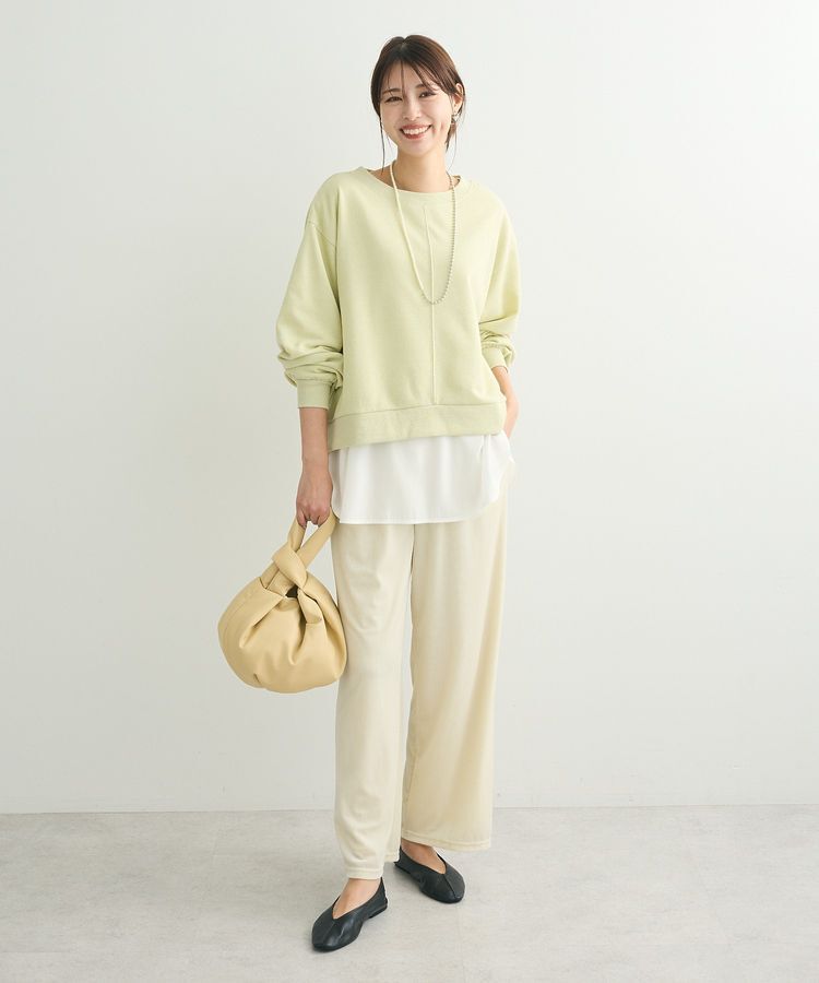 Green Parks「ショート丈ラメ裏毛ボートネックプルオーバー」|Tシャツ・カットソー|