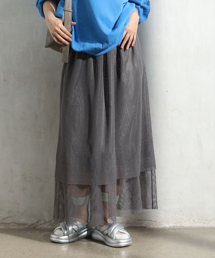 Green Parks「メッシュティアードスカート」|スカート|Charcoal Gray